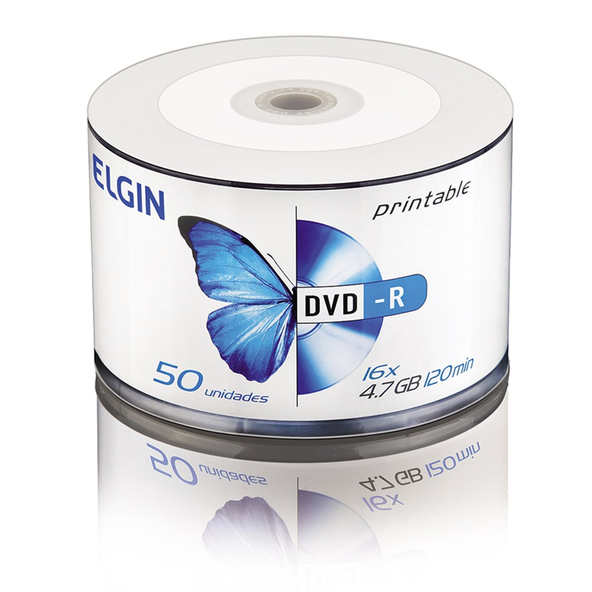 DVD-R Elgin Bulk com 50 Unidades Printable 82202 | Capacidade de 4,7GB ou 120MIN e Velocidade de 16x