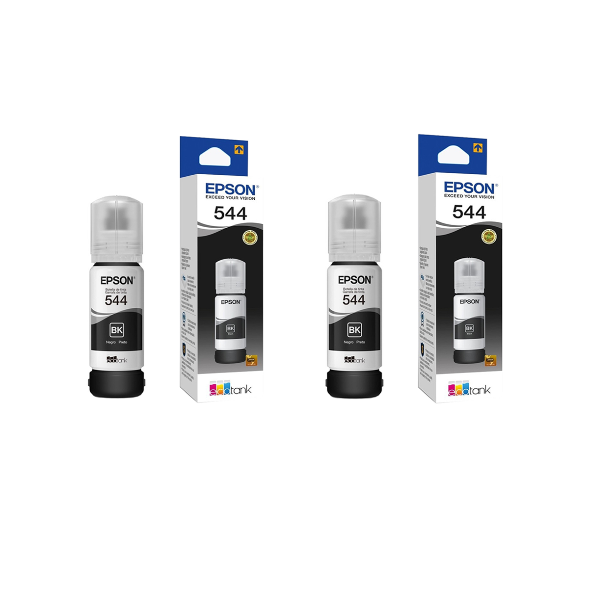 Kit 2 Tintas Epson T544120 T544 Preto | L3150 L3110 L5190 L3250 L3210 5190 3150 3110 | Original 65ml