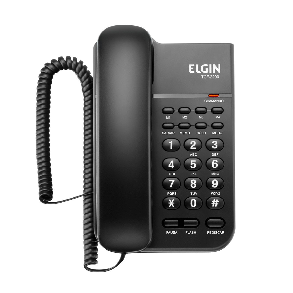 Telefone com Fio Elgin TCF2200 com Chave de Bloqueio, Flash e Hold | Preto