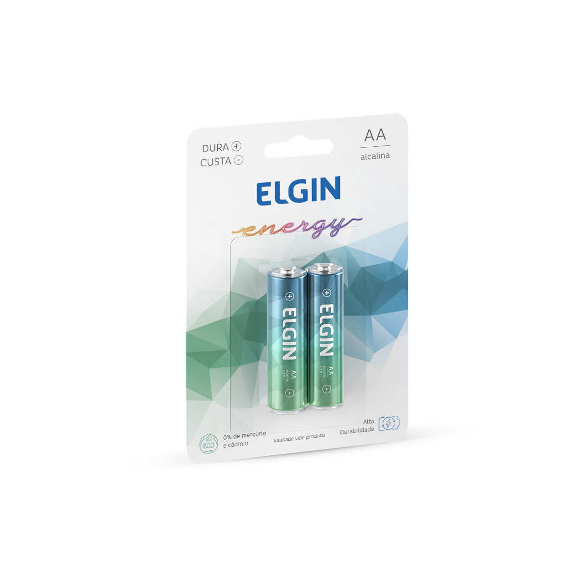 Pilhas Alcalinas Energy AA 1.5V | 2 Unidades | Elgin