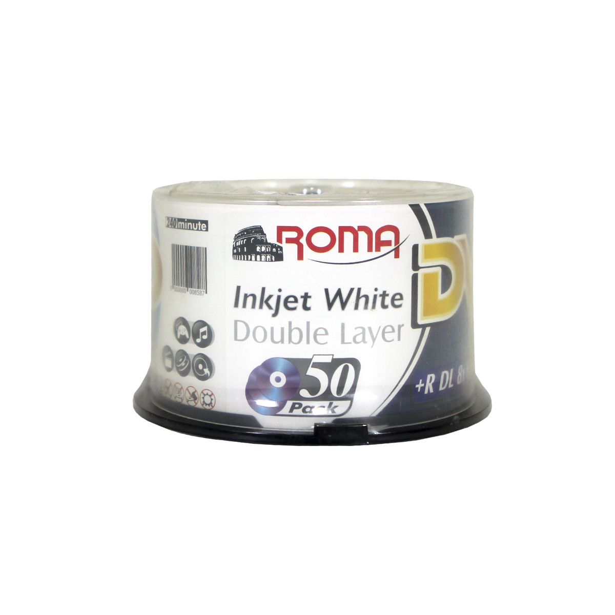 DVD-R Roma 50 unidades Double Layer | Capacidade de 8,5GB ou 240MIN e Velocidade de 8x