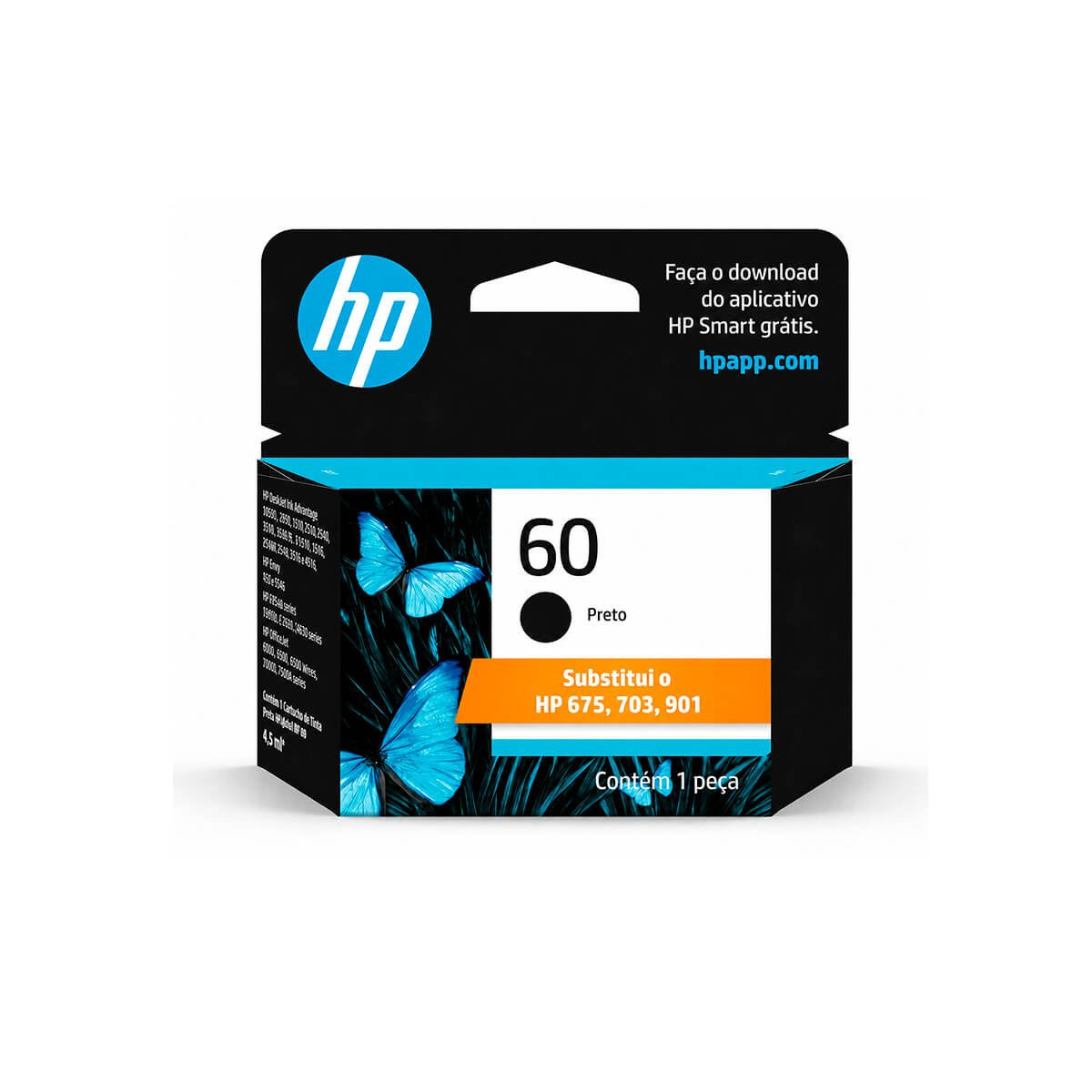 Cartucho de Tinta HP 60 CC640WB Preto | D1660 F4280 F4480 | Original 4,5ml