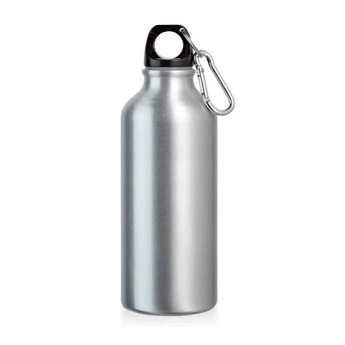 Garrafa de Alumínio Prata com Tampa Mosquetão para Sublimação 600ml | BC