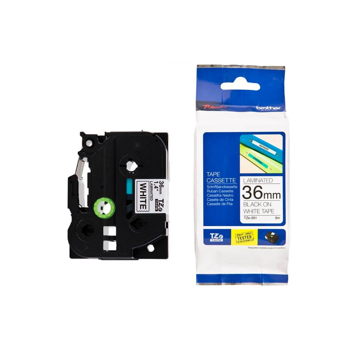 Fita Rotulador Brother 36mm TZE-261 TZE261 Preto/Branco | Original