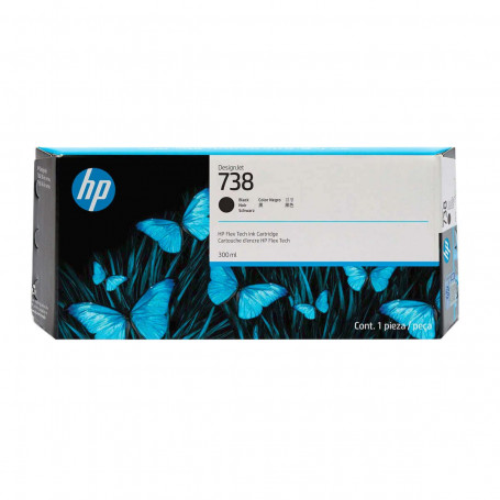 Cartucho de Tinta HP 738 Preto 498N8A | Plotter Designjet T850 T870 T950 | Original 300ml