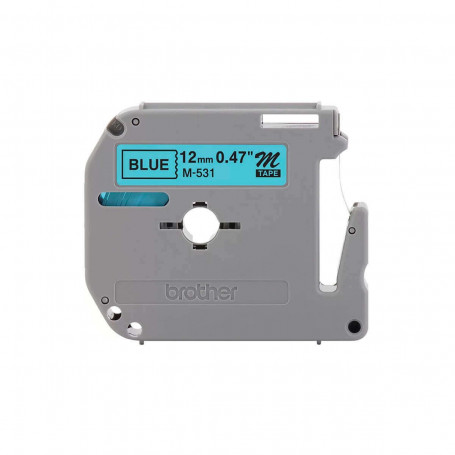 Fita Rotulador Brother 12mm M-531 M531 Preto/Azul | Original