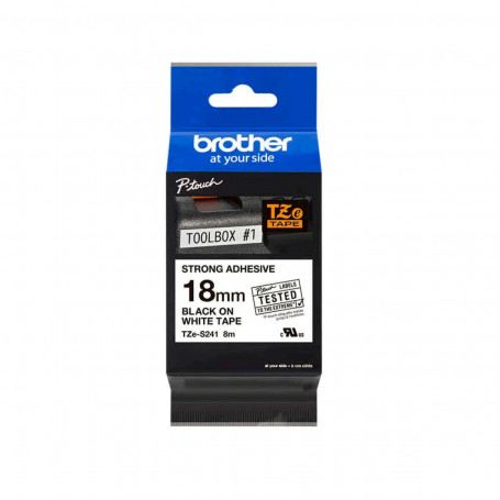 Fita Rotulador Brother 18mm TZE-S241 TZES241 Preto/Branco | Original