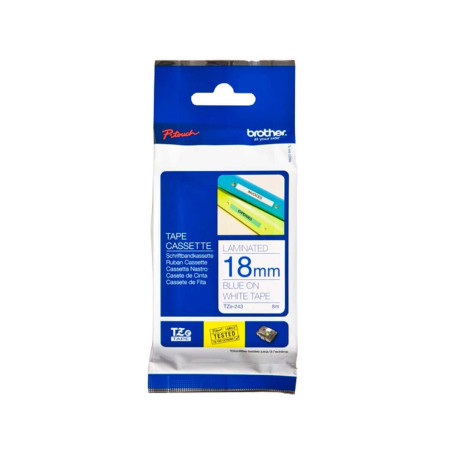 Fita Rotulador Brother 18mm TZE-243 TZE243 Azul/Branco | Original