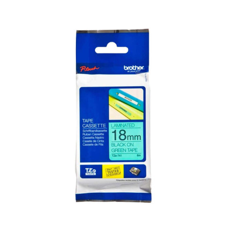 Fita Rotulador Brother 18mm TZE-741 TZE741 Preto/Verde | Original