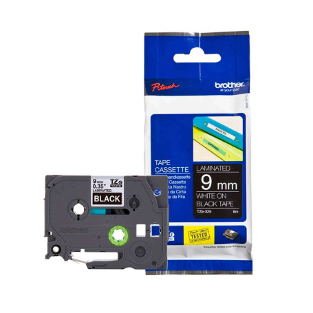 Fita Rotulador Brother 9mm TZE 325 TEZ325 Branco/Preto | Original