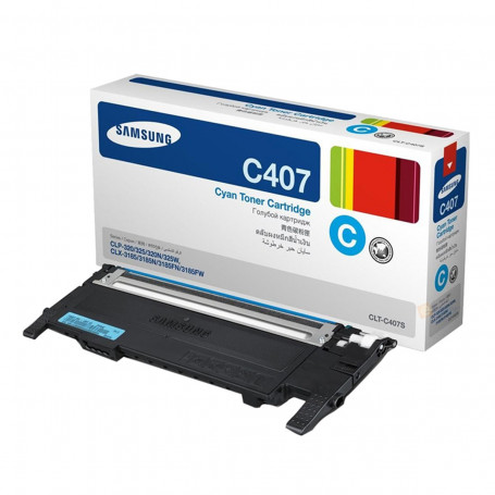 Toner Samsung CLT-C407S/XAA CLT-C407S Ciano | CLX3185FW CLX3185N CLP325W CLP325 | Original 1k