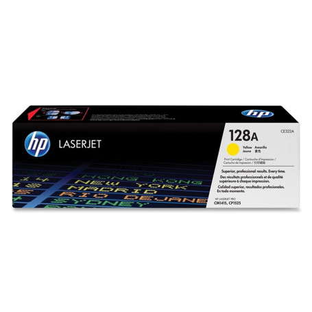 Toner HP CE322A CE322AB 128A | Amarelo | CM1415FN CM1415FNW CP1525NW | Original 1.3k