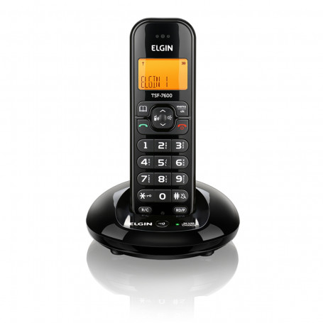 Telefone Sem Fio Elgin TSF 7600 com Identificador de Chamada e Viva Voz | Preto