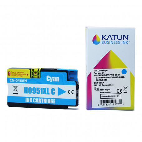 Cartucho de Tinta Compatível com HP 951XL Ciano CN046AL | Officejet 251DW 276DW | Katun Business Ink