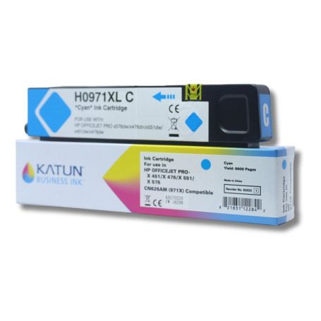 Cartucho de Tinta Compatível com HP 971XL CN626AM Ciano | X476DW X476DN X451DW | Katun Business Ink