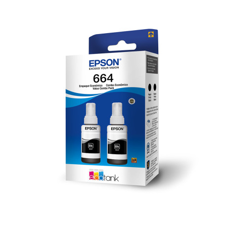 Kit com 2 Garrafas de Tinta Epson T664120-2P | L110 L120 L121 L200 L210 L220 L375 | Original 70ml