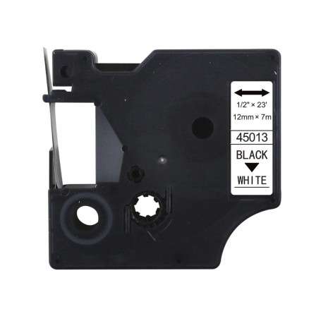 Fita Rotulador Dymo 12mm 45013 Preto/Branco | Compatível