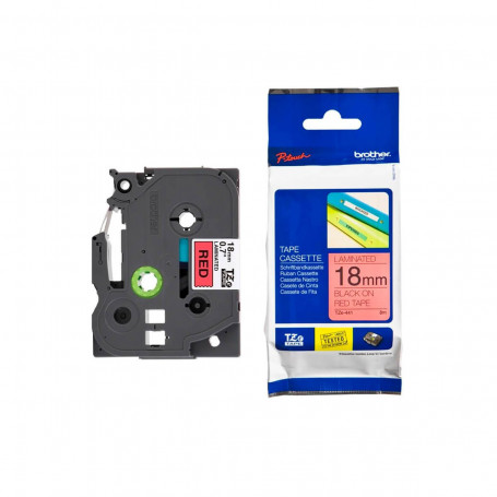 Fita Rotulador Brother 18mm TZE-441 TZE441 Preto/Vermelho | Original